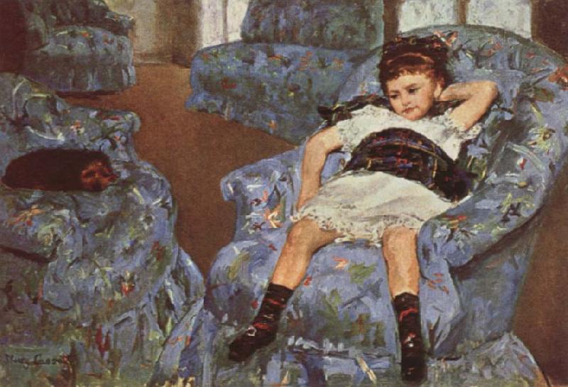 Mary Cassatt Ligttle Girl in a Blue Armchari oil painting image